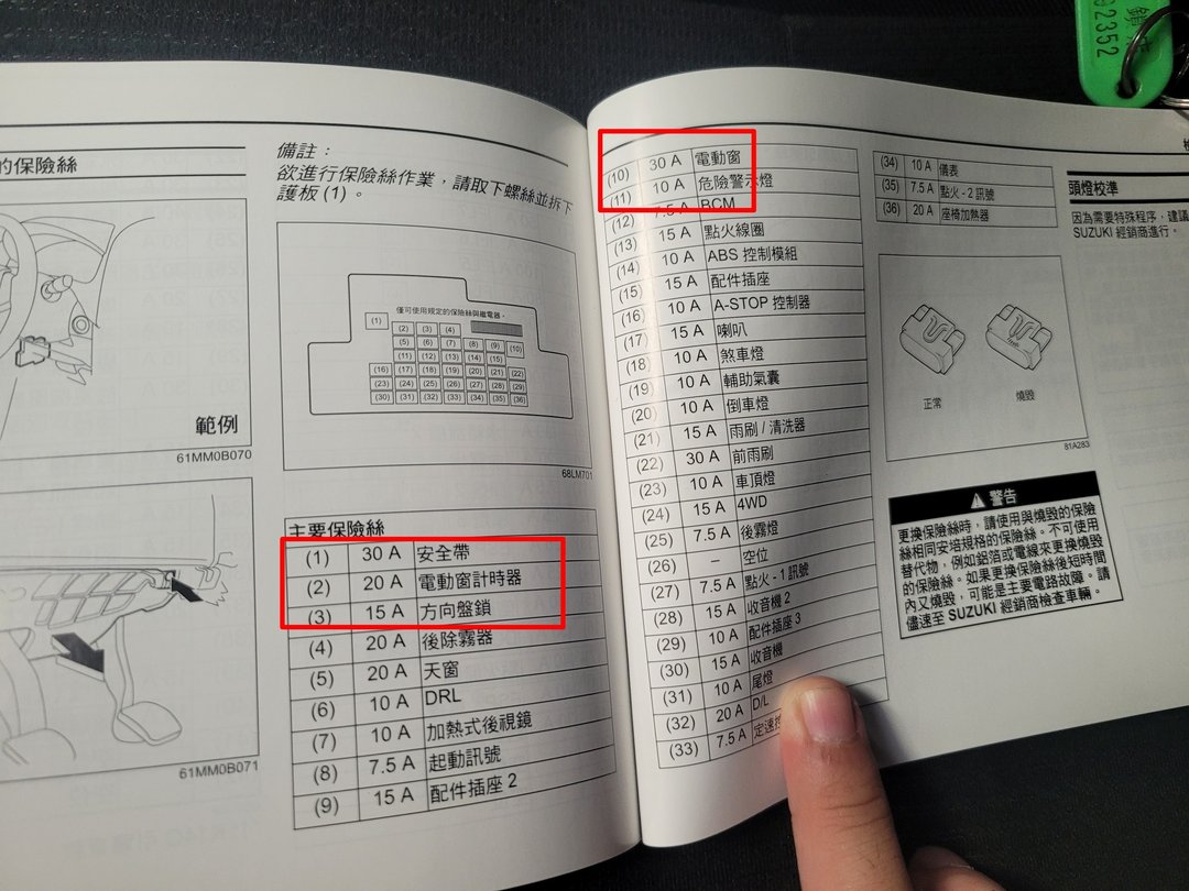 18′ SX4 駕駛座電動窗異常